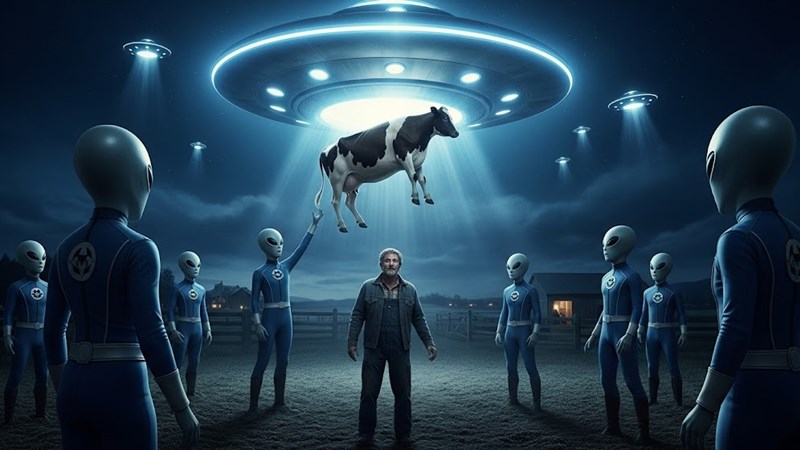 UFO elrabolja a tehenet